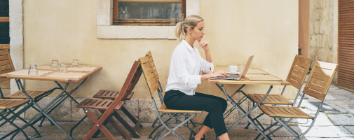 Remote Worker at an Outdoor Cafe